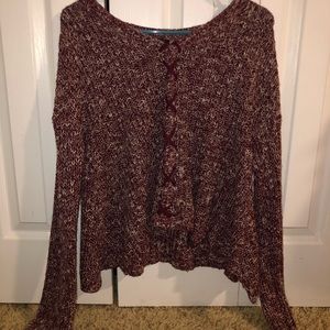 Cropped tie-up sweater